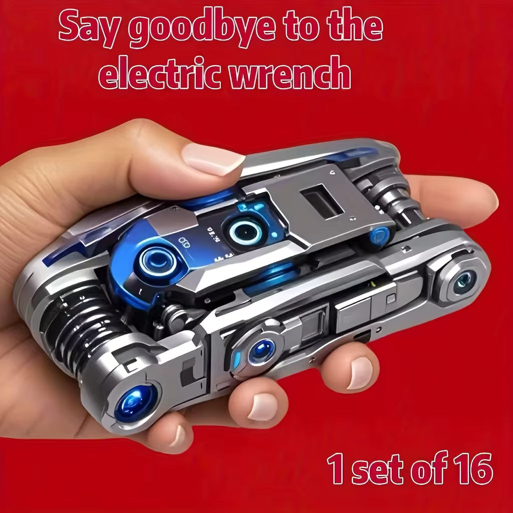 16-in-1 Socket Wrench Set, Non-Slip Rotating Head
